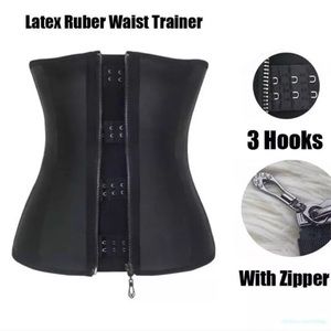 100% Latex Rubber Zip Up Waist Trainer Body Shaper
